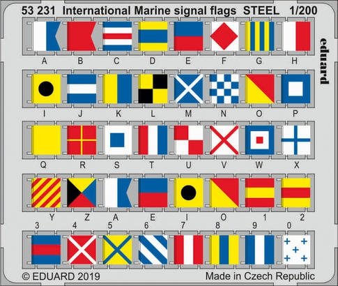 Pavillons de signalisation maritime internationaux Eduard 53231, acier, échelle 1/200