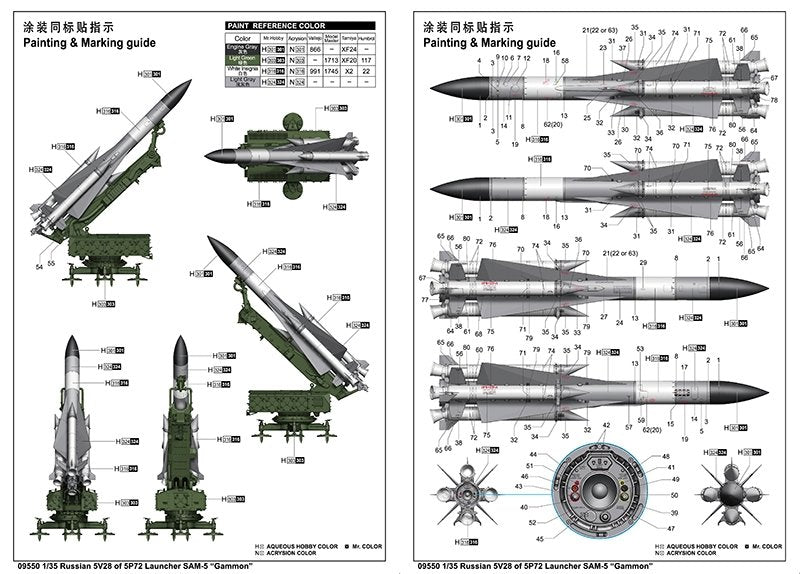 Trumpeter 09550 Russian 5V28 of 5P72 Launcher SAM-5 &amp;quot;Gammon&amp;quot; 1/35 – zdjęcie 4