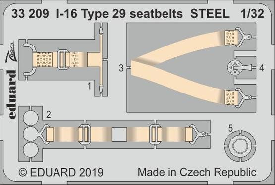 Ceintures de sécurité Eduard 33209 I-16 Type 29 en acier ICM 1/32