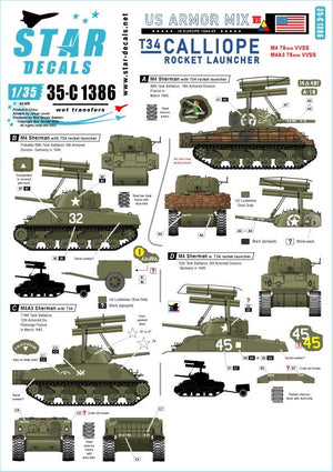 Star Decals 35-C1386 US Armored Mix #8. Lance-roquettes T34 Calliope 1/35