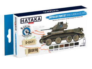 Hataka HTK-BS22 BLUE LINE – Coffret de peinture pour véhicules blindés britanniques (couleurs européennes de la Seconde Guerre mondiale) 6 x 17 ml