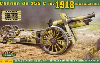 ACE 72544 Modèle d'obusier américain de 155 mm de 1918 (roues en bois) (1/72)