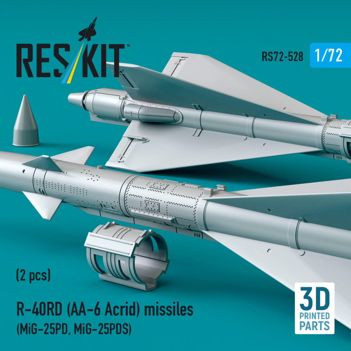 RESKIT RS72-0528 R-40RD (AA-6 &amp;quot;Acrid&amp;quot;) missiles (2 pcs) (3D Printed) 1/72 – zdjęcie 3