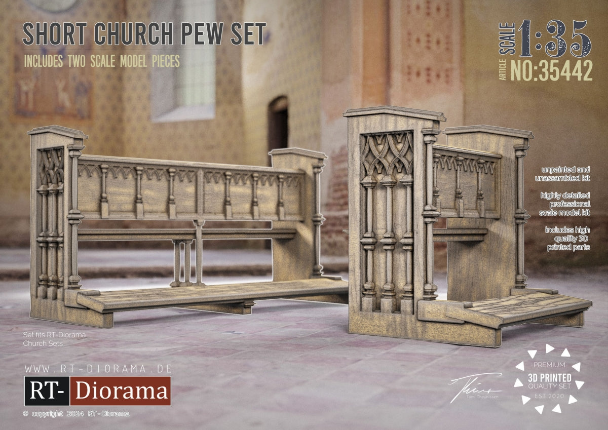 RT-Diorama 35442 Ensemble de bancs d'église courts 1/35 