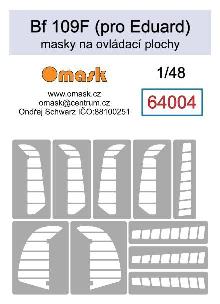Masques Omask 64004 pour surfaces de contrôle du Bf 109F (pour Eduard) au 1/48