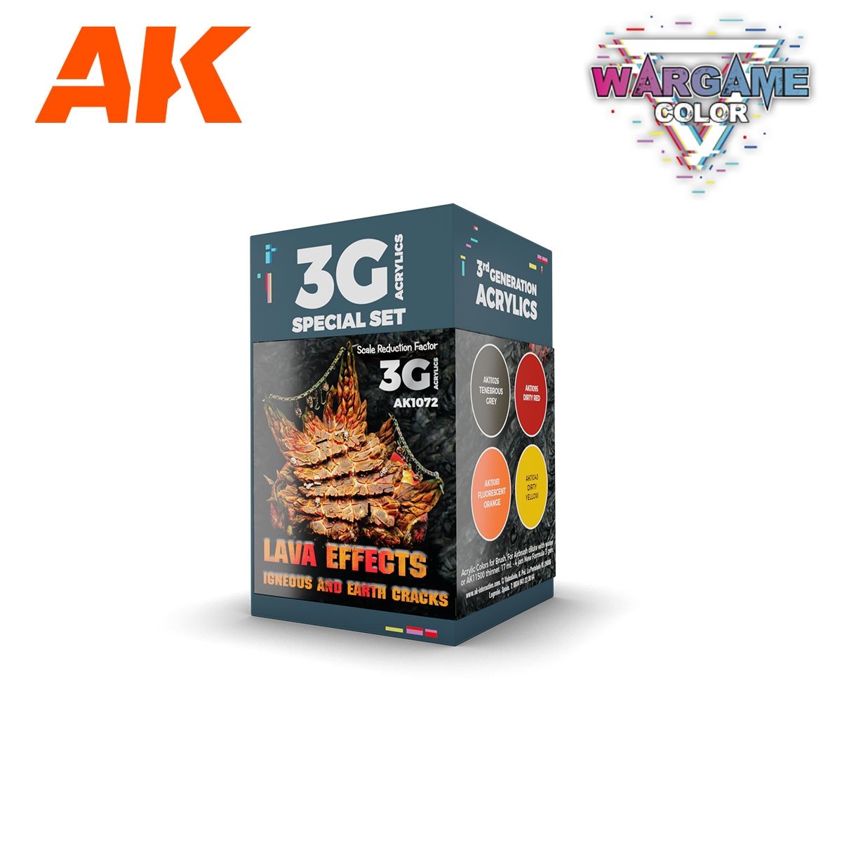 AK Interactive AK1072 WARGAME COLOR SET. EFFETS DE LAVE. 4 x 17 ml 
