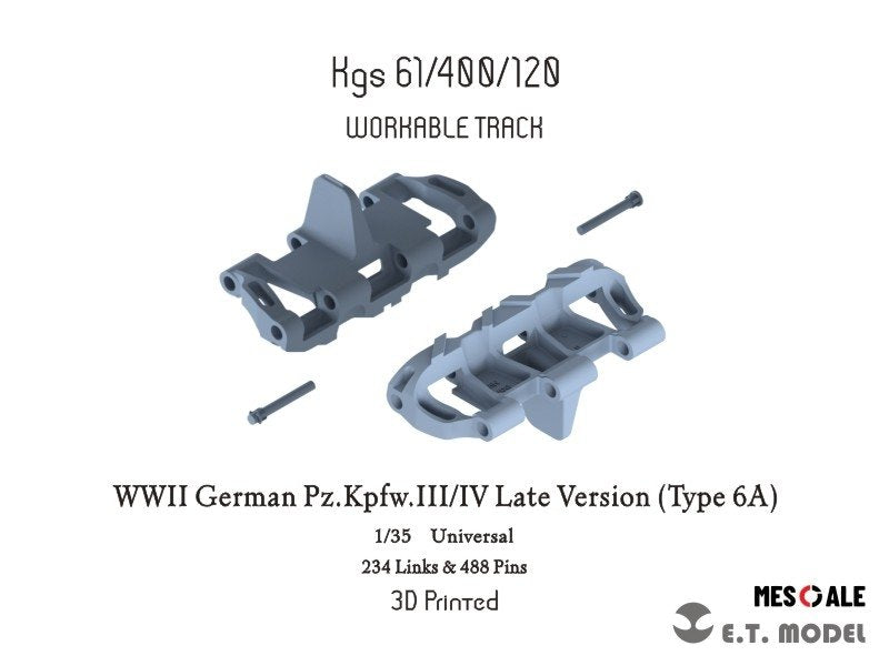 ET Model P35-014 WWII German Pz.Kpfw.III/IV Late Version (Type 6A) Worker Track (Impression 3D) 1/35 