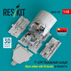RESKIT RSU48-0590 P-47M Thunderbolt cockpit (Basic edition with 3D decals) for MiniArt kit (3D Printed) 1/48