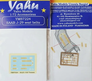 Ceintures de sécurité Yahu YMS7224 SAAB J-29 Tunnan 1/72