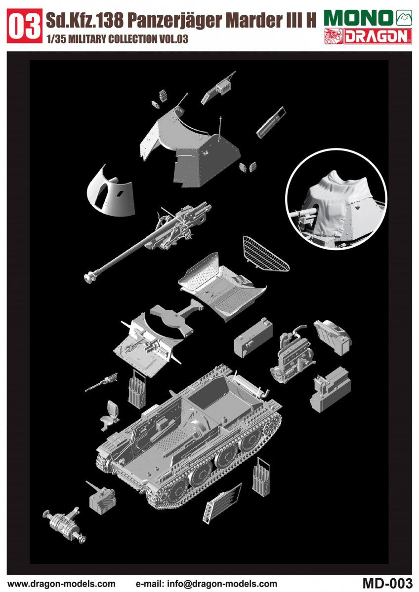 Dragon MD003 Sd.Kfz.138 Panzerjager MARDER III H avec intérieur 1/35 – image 4