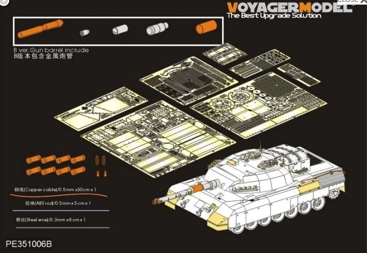 Maquette Voyager PE351006B Char de combat principal Leopard C2 MEXAS canadien moderne (version B avec canon inclus) (pour MENG TS-041) 1/35