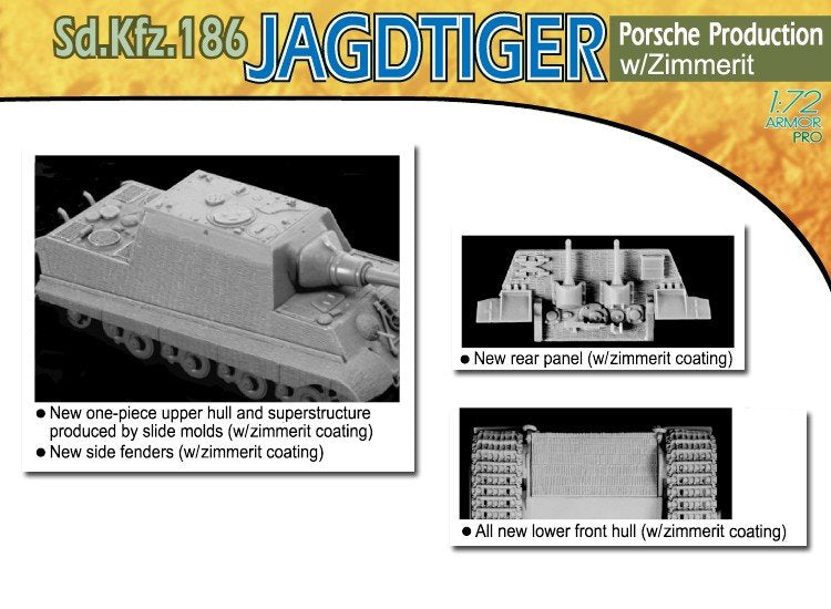 Dragon 7291 Jagdtiger, version Porsche avec Zimmerit (1/72) – immagine 3