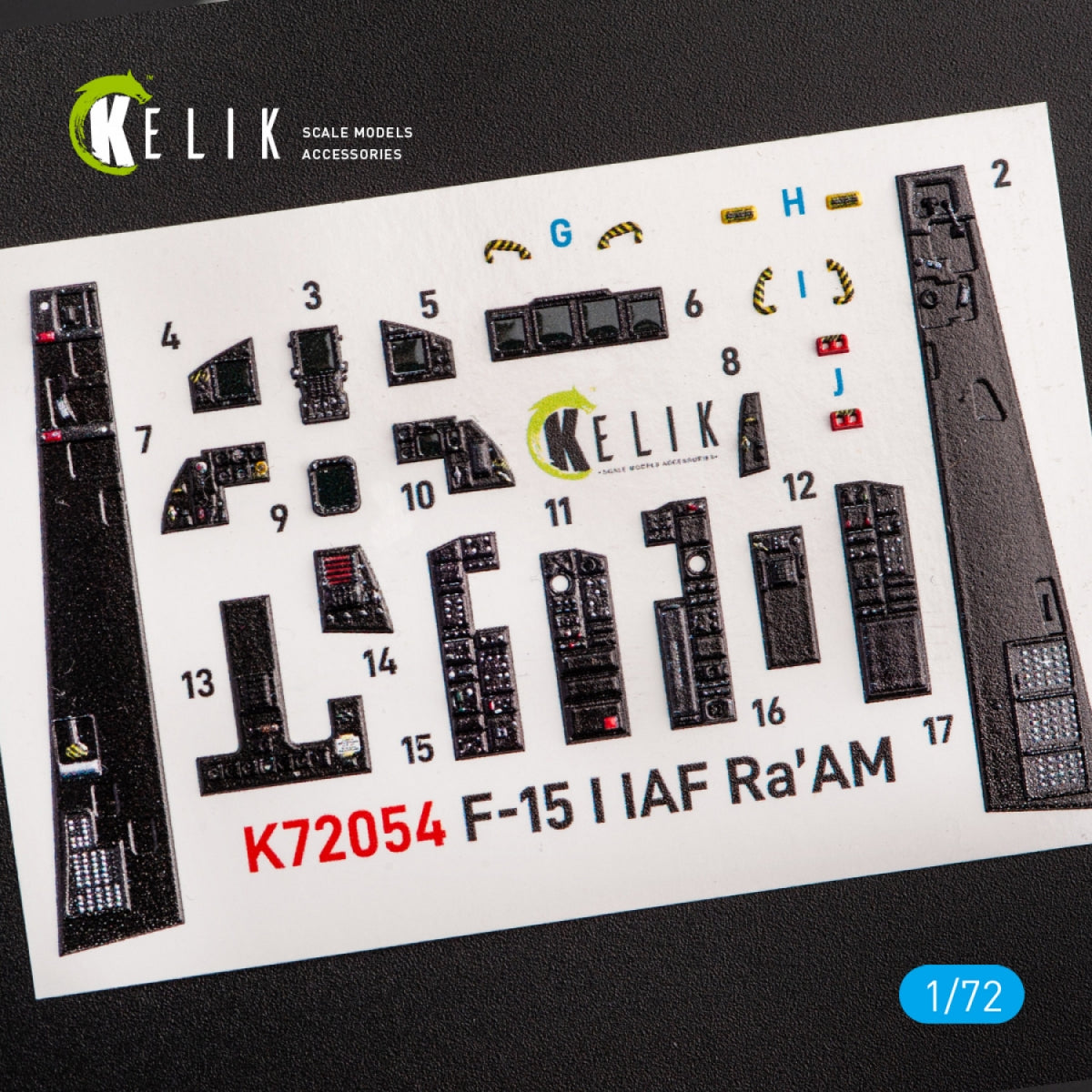 KELIK K72054 F-15I IAF RA`AM - DÉCALCOMANIES 3D INTÉRIEURES POUR MAQUETTE GWH AU 1/72 – immagine 3