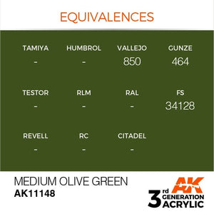 AK Interactive AK11148 VERT OLIVE MOYEN – STANDARD 17 ml  – imagen 3