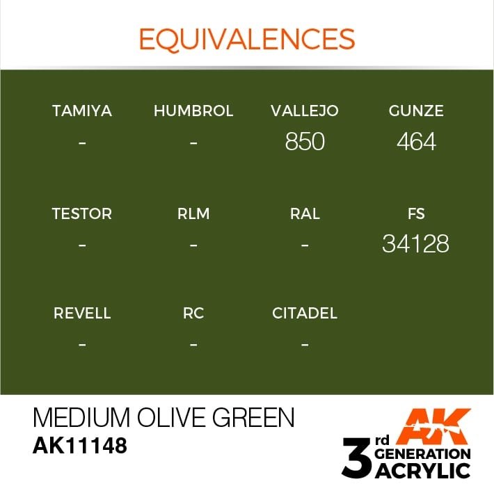 AK Interactive AK11148 VERT OLIVE MOYEN – STANDARD 17 ml  – imagen 3