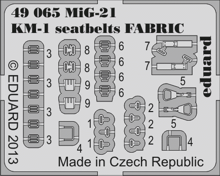 Ceintures de sécurité Eduard 49065 MiG-21 KM-1 en tissu, échelle 1/48 – Bild 2
