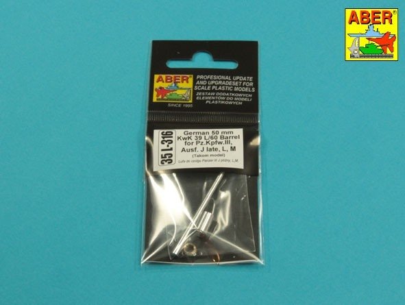 Aber 35L-316 50mm barrel KwK39l/60 for Panzer III J late 1/35