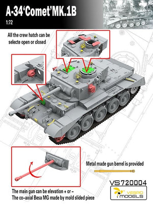 Maquette Vespid Models VS720004 A-34 Comet MK.1B 1/72 – Bild 3
