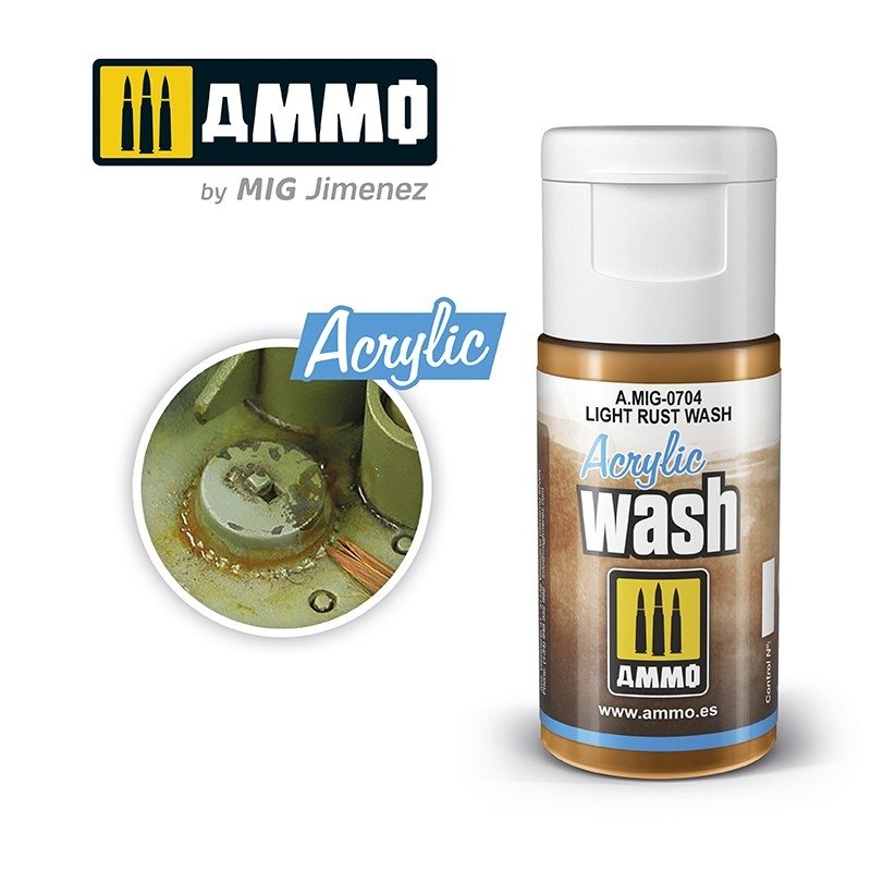 AMMO de Mig Jimenez 0704 LAVAGE ACRYLIQUE Teinture Rouille Légère 15 ml