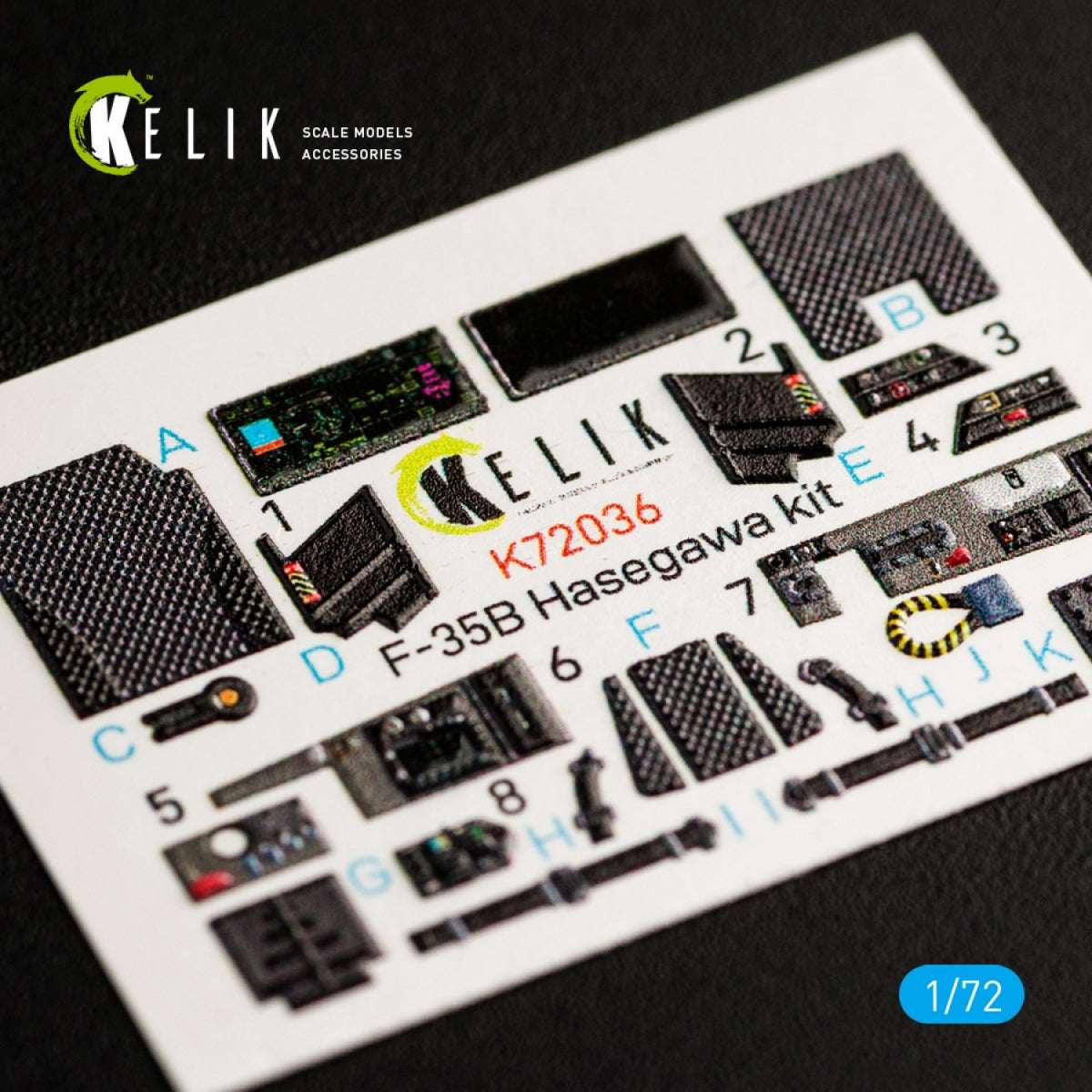 Décalcomanies 3D intérieures KELIK K72036 pour maquette Hasegawa au 1/72
