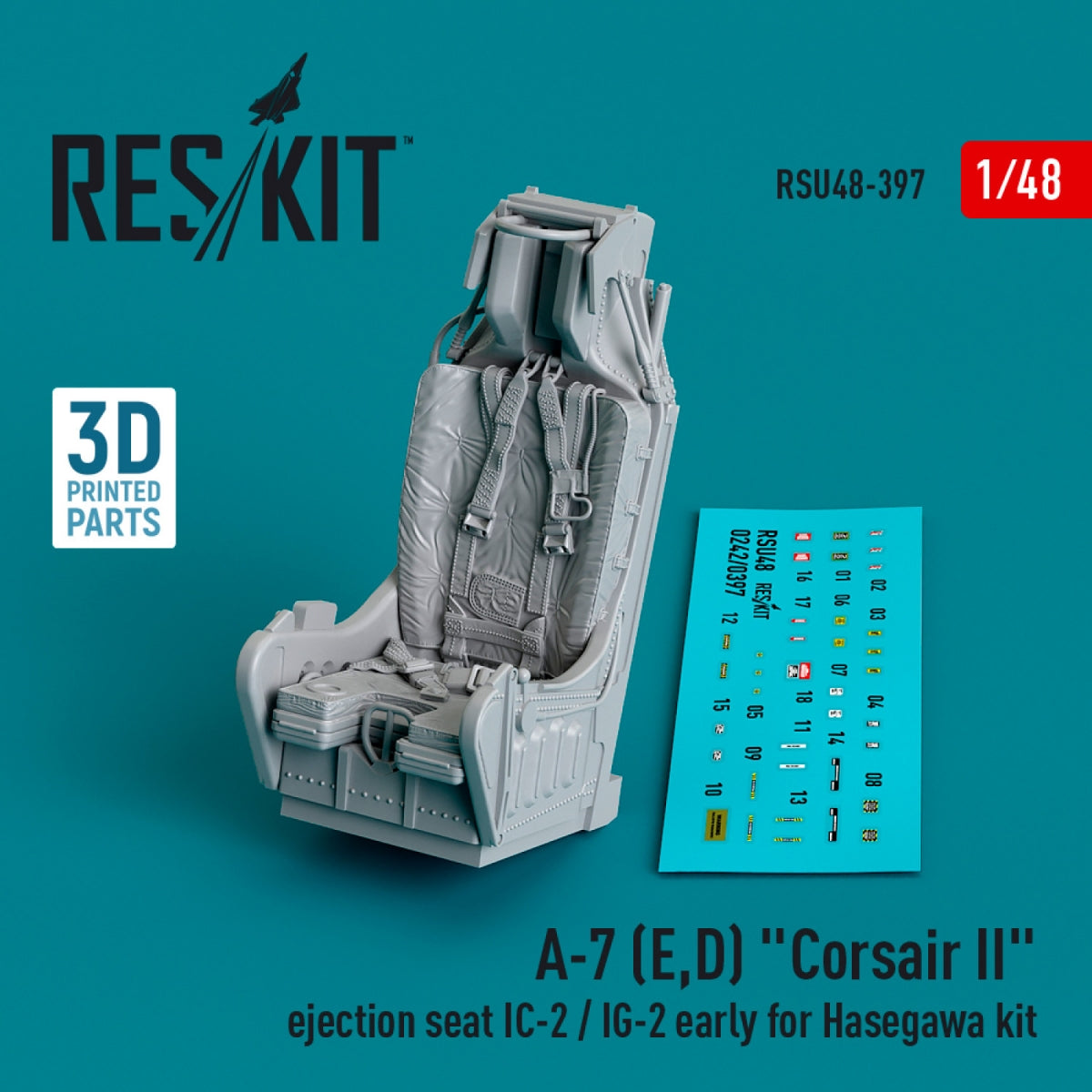 RESKIT RSU48-0397 A-7 (E,D) « Corsair II » siège éjectable IC-2 / IG-2 (première version) pour kit Hasegawa (impression 3D) 1/48