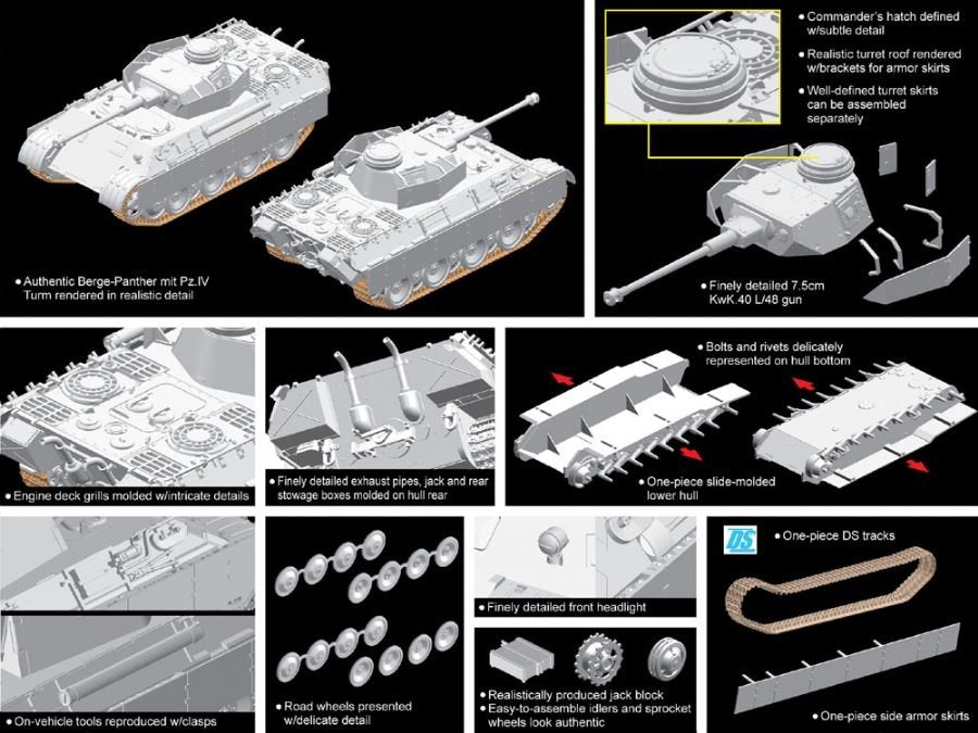 Dragon 7508 Berge-Panther avec Pz.Kpfw.IV Turm (1/72) – imagen 5