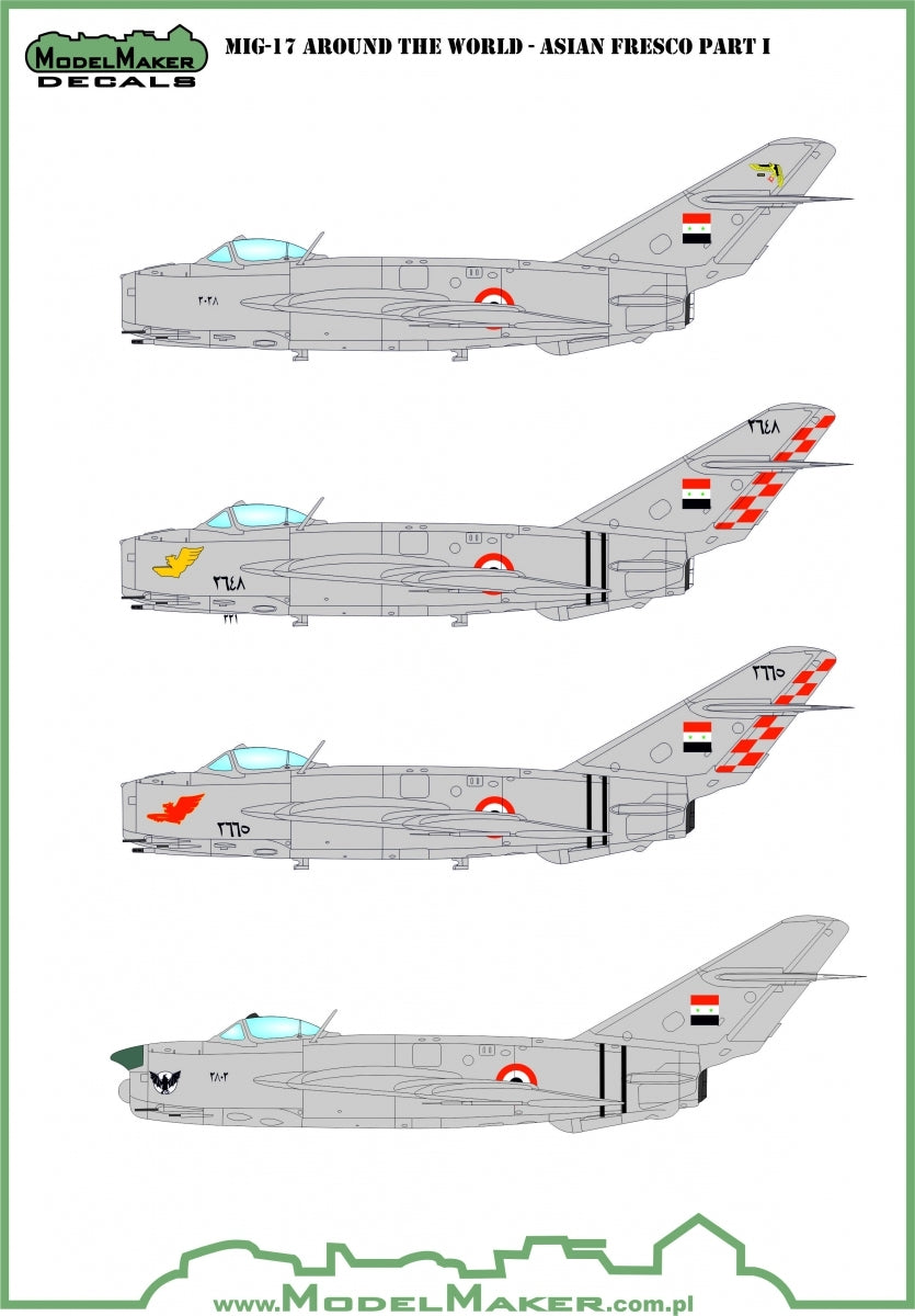 Décalcomanies ModelMaker D48155 MiG-17 AUTOUR DU MONDE - FRESQUE ASIATIQUE PARTIE I 1/48
