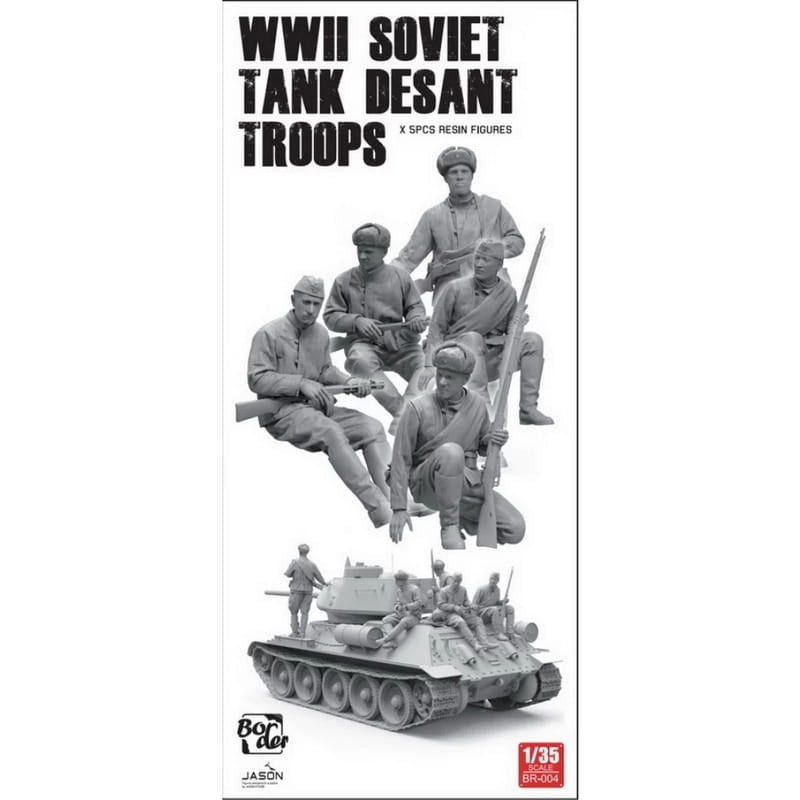Border Model BR-004 Troupes de débarquement de chars soviétiques de la Seconde Guerre mondiale (5 figurines en résine) 1/35 – image 2