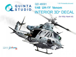 Intérieur imprimé en 3D et coloré sur papier décalcomanie Quinta Studio QD48091 UH-1Y Venom (pour maquette Kitty Hawk) 1/48