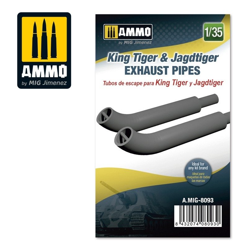 Munitions pour MiG 8093 King Tiger et Jadtiger, tuyaux d&amp;#39;échappement, échelle 1/35