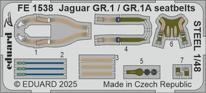 Ceintures de sécurité Eduard FE1538 Jaguar GR.1 / GR.1A STEEL AIRFIX 1/48