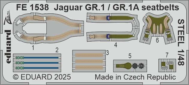 Ceintures de sécurité Eduard FE1538 Jaguar GR.1 / GR.1A STEEL AIRFIX 1/48
