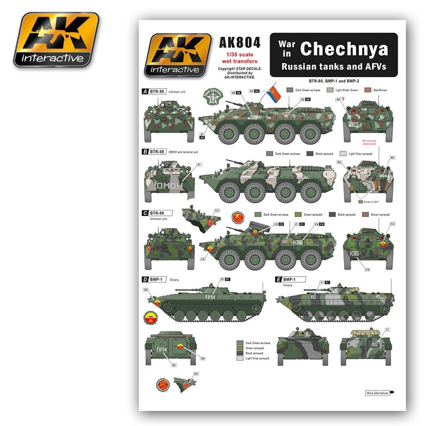Transfert humide AK804 AK Interactive Guerre de Tchétchénie dans les chars et véhicules blindés russes
