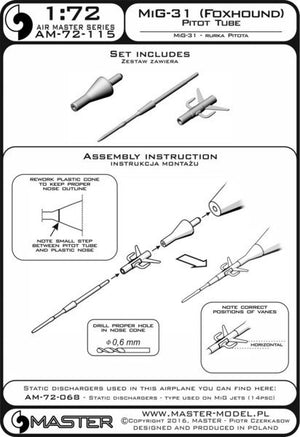 Maître AM-72-115 MiG-31 (Foxhound) - Tube de Pitot 1/72 – image 4
