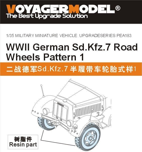 Maquette Voyager PEA183 Roues de route Sd.Kfz.7 allemand de la Seconde Guerre mondiale, modèle 1 (pour tous) 1/35