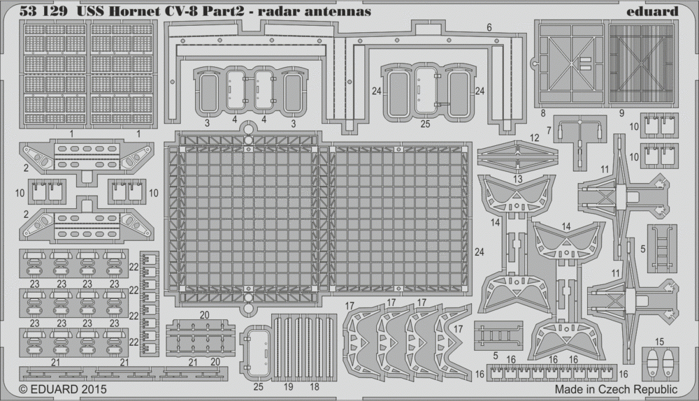 Eduard 53129 USS Hornet CV-8 partie 2 - antennes radar MERIT 1/200