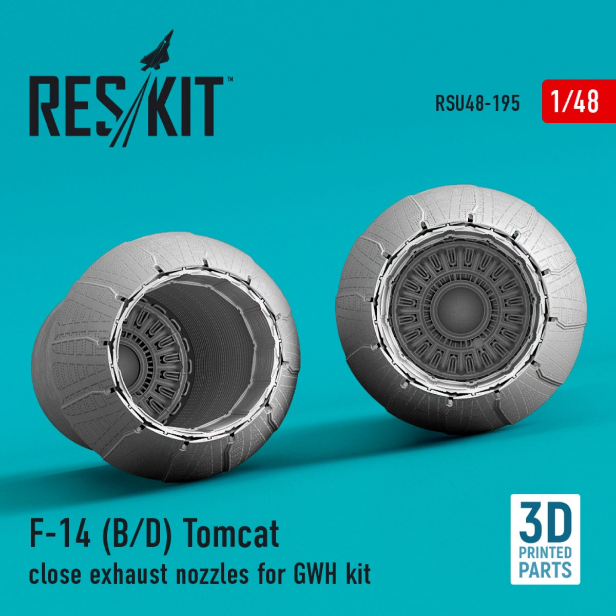 RESKIT RSU48-0195 F-14 (B,D) « TOMCAT » TUYAUX D&amp;#39;ÉCHAPPEMENT FERMÉS POUR MAQUETTE GWH (IMPRIMÉE EN 3D) 1/48 – immagine 3
