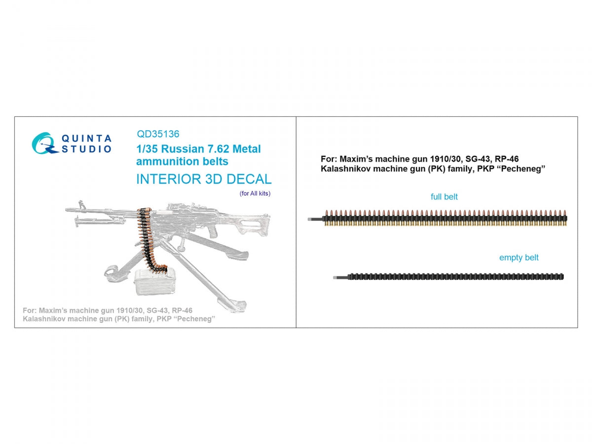 Quinta Studio QD35136 Bandes de munitions métalliques russes de calibre 7,62 (Tous les kits) 1/35 – Bild 2