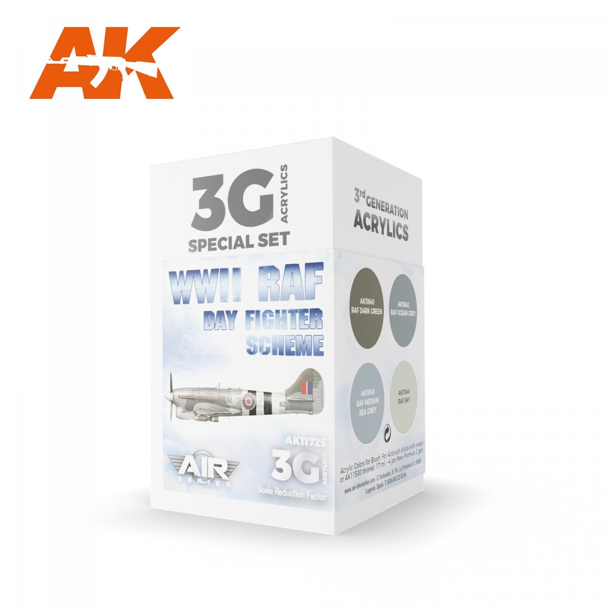 AK Interactive AK11725 Schéma de chasseur de jour de la RAF de la Seconde Guerre mondiale 4x17 ml