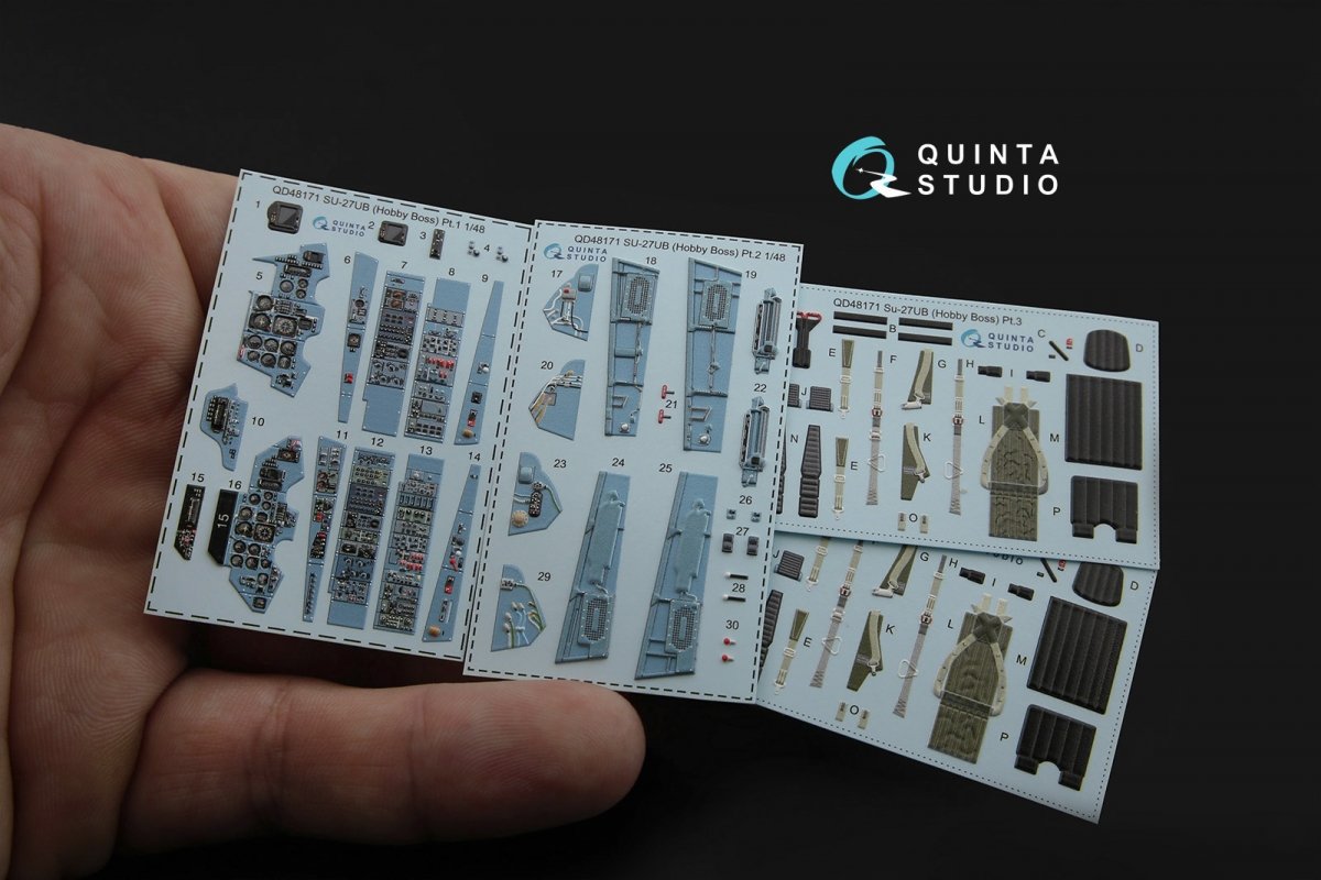 Intérieur imprimé en 3D et coloré sur papier décalcomanie Quinta Studio QD48171 Su-27UB (pour kit HobbyBoss) 1/48 – image 2