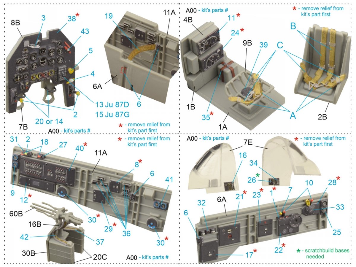 Intérieur imprimé en 3D et coloré sur papier décalcomanie Quinta Studio QD48207 Ju 87D/G (Italeri) 1/48 – Bild 2