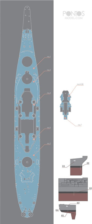Pontos 35002WD1 USS BB-63 Missouri Ensemble de pont en bois Pont bleu (1/350) – Bild 4