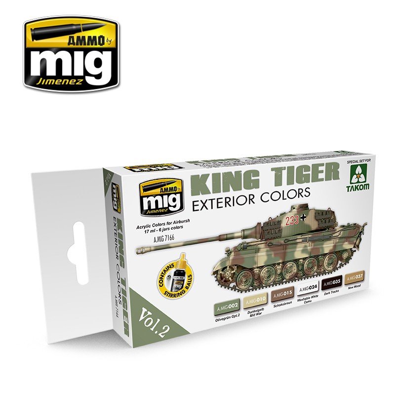 Ammo of Mig Jimenez 7166 KING TIGER EXTERIOR COLOR (ÉDITION SPÉCIALE TAKOM) VOL.2 6x17ml
