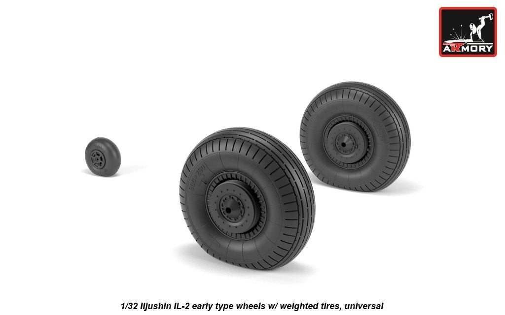 Armory Models AW32015 Iljushin IL-2 Bark, roues de type ancien avec pneus lestés, échelle 1/32