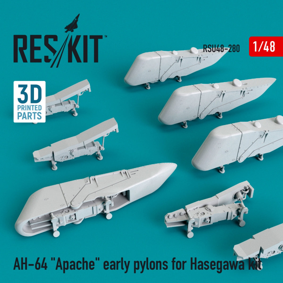 RESKIT RSU48-0280 AH-64 « APACHE » PYLÔNES INITIAUX POUR MAQUETTE HASEGAWA (IMPRIMÉS EN 3D) 1/48
