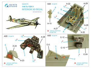 Quinta Studio QD48376 Ta 152H 3D-Printed &amp;amp; coloured Interior on decal paper (Zoukei Mura) 1/48 – zdjęcie 2