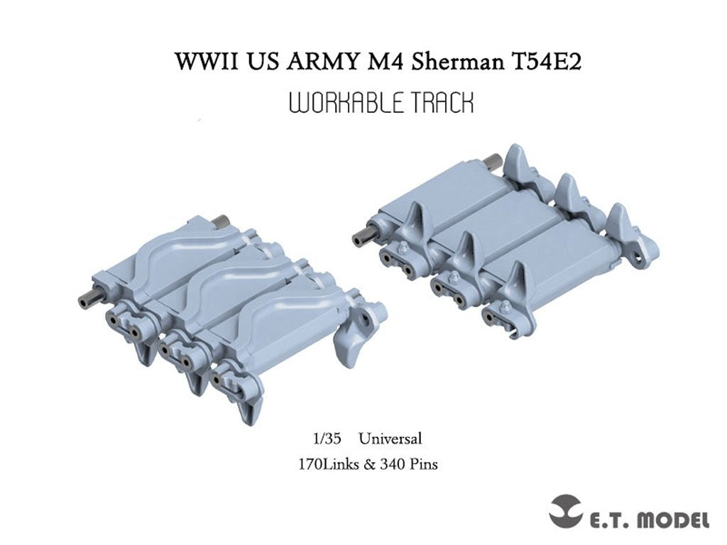 ET Model P35-087 WWII US ARMY M4 Sherman T54E2 Chenilles fonctionnelles (Imprimé en 3D) 1/35