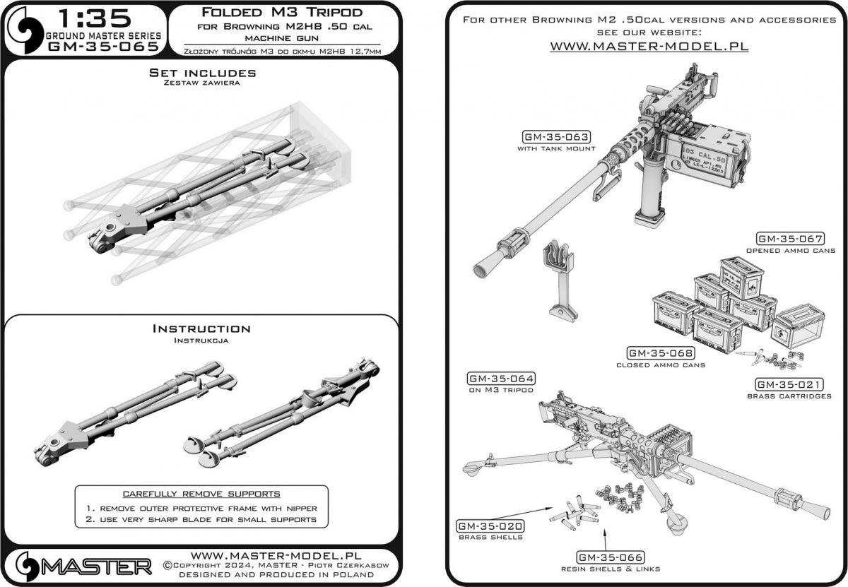 Maquette Master GM-35-064 Browning M2HB calibre .50 (12,7 mm) - Mitrailleuse M3 sur trépied - Seconde Guerre mondiale (avec boîte de munitions M2) 1/35 – imagen 12
