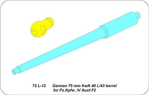 Aber 72L-12 Canon 75mm KwK 40 L/43 pour char Panzer IV Ausf.F2 / Canon de char allemand 75mm KwK 40 L/43 pour Pz.Kpfw. IV Ausf. F2 1/72 – image 4