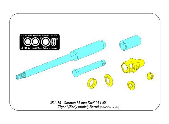 Canon Aber 35L-076n 88 mm KwK36/L56 pour char allemand Tiger I, Ausf. E - avec frein de bouche primitif (1/35) – image 6